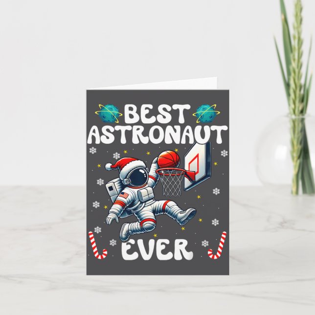 Christmas Astronaut Ever Santa Hat Snowflakes Cand Karte (Vorderseite)