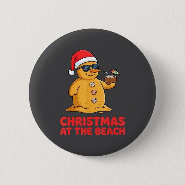 Christmas At The Beach Shirt Funny Sandman Trocal  Button (Vorderseite)