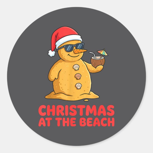 Christmas At The Beach Shirt Funny Sandman Trocal  Runder Aufkleber (Vorderseite)
