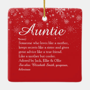 Christmas Aunt, Auntie Definition Script Holidays Keramikornament