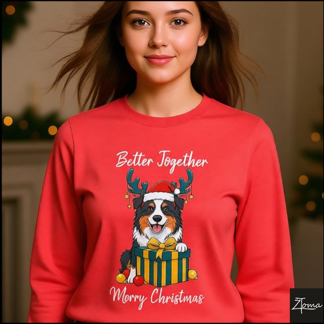 Christmas Aussie Dog Reindeer Gift Graphic Tri-Blend Shirt (Von Creator hochgeladen)