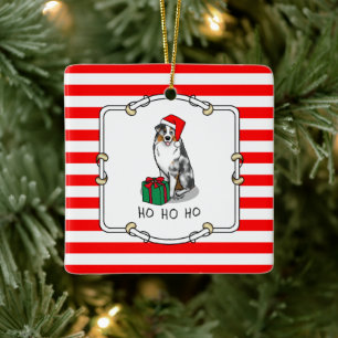 Christmas Australian Shepherd (blue merle tan/w 1) Keramikornament