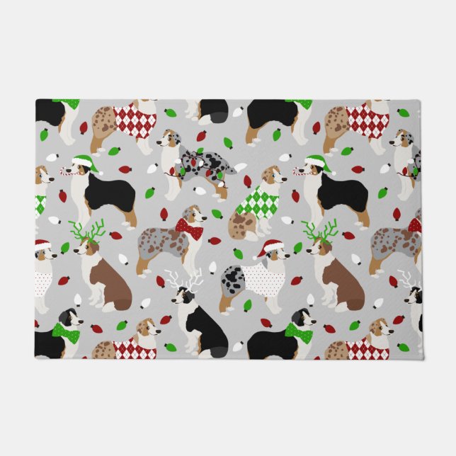 Christmas Australian Shepherd Doormat Fußmatte (Vorderseite)
