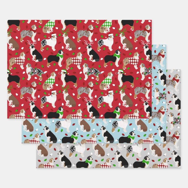 Christmas Australian Shepherd Geschenkpapier Set (Set)