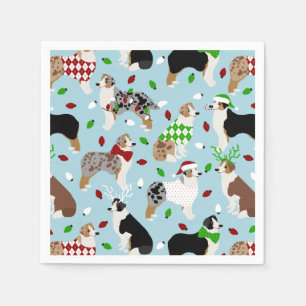 Christmas Australian Shepherd Napkins Serviette