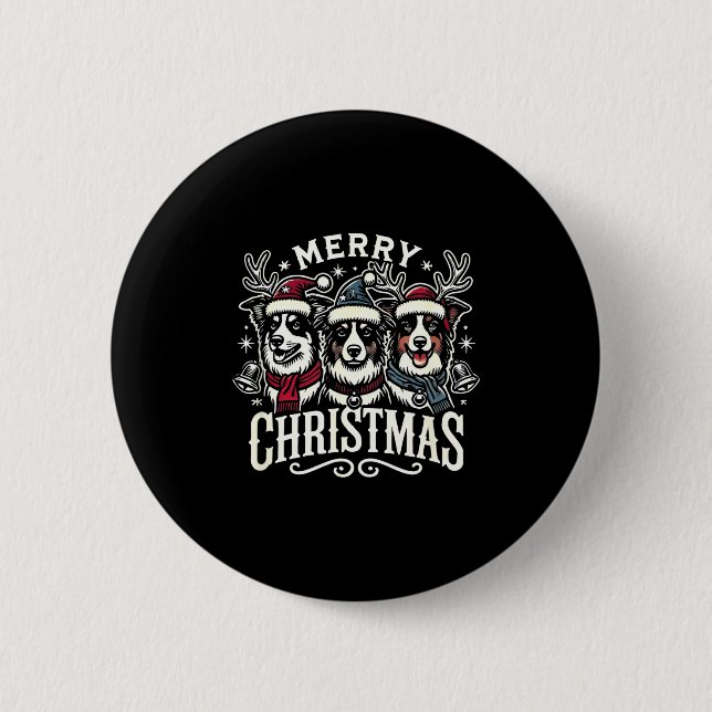 Christmas Australian Shepherd Santa Hat Aussie Chr Button (Vorderseite)