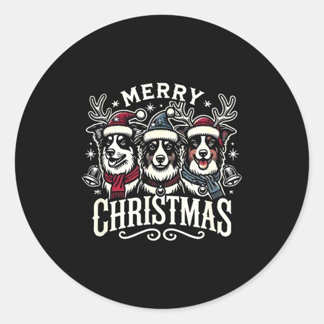 Christmas Australian Shepherd Santa Hat Aussie Chr Runder Aufkleber (Vorderseite)