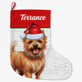 Christmas Australian Terrier Dog Name Woof Großer Weihnachtsstrumpf