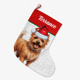 Christmas Australian Terrier Dog Name Woof Großer Weihnachtsstrumpf