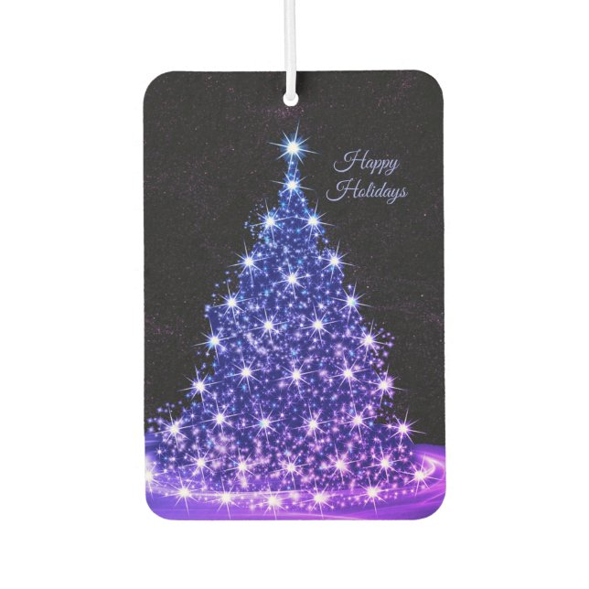 Christmas Auto Pink Blue Tree Winter Black Rustic Autolufterfrischer (Vorderseite)