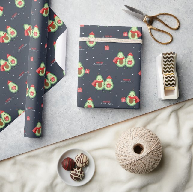 Christmas Avocado Wrapping Paper Geschenkpapier (Kunsthandwerk)