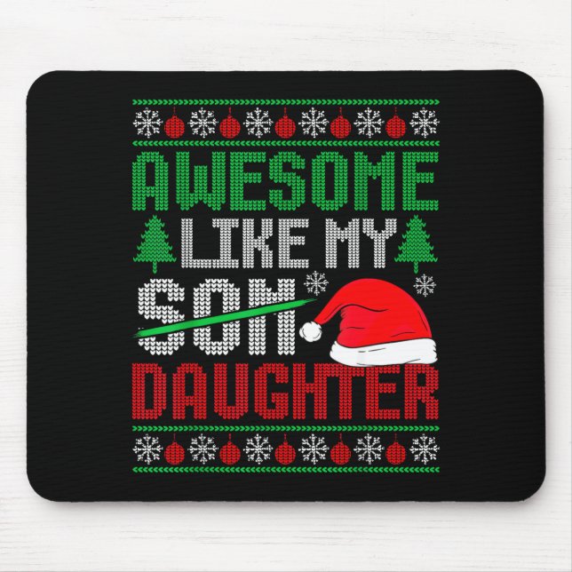 Christmas Awesome Like My Daughter Santa Hat Ugly  Mousepad (Vorne)