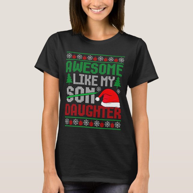 Christmas Awesome Like My Daughter Santa Hat Ugly  T-Shirt (Vorderseite)