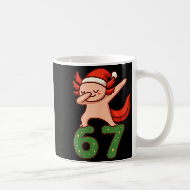 Christmas Axolotl Dabbing 67 Meme Six Seven Funny  Kaffeetasse (Rechts)