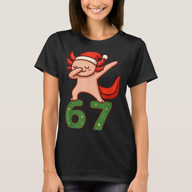 Christmas Axolotl Dabbing 67 Meme Six Seven Funny  T-Shirt (Vorderseite)