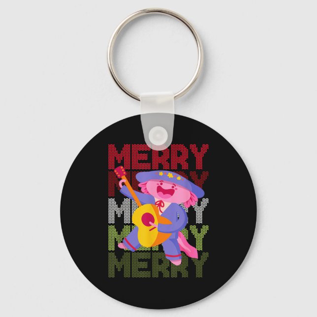 Christmas Axolotl Ugly Sweater Funny Christmas Sno Schlüsselanhänger (Vorderseite)