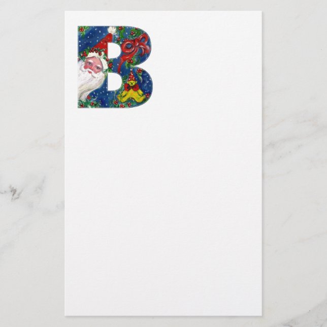 CHRISTMAS B SCHREIBEN / SANTA CLAUS MIT ROtem RIBB Briefpapier (Vorderseite)