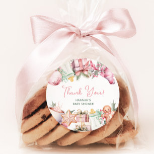 Christmas Baby Dusche Pink Danke, dass Sie sich fü Runder Aufkleber