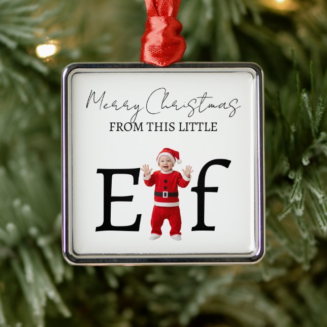 Christmas Baby Elf First Christmas Ornament Aus Metall (Baum)