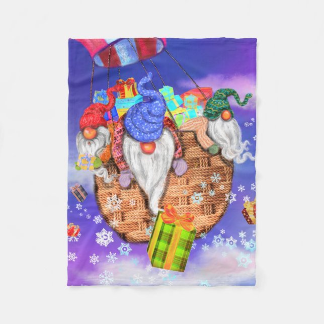 Christmas Baby Fleece Blanket Gnomes gibt Geschenk (Vorderseite)