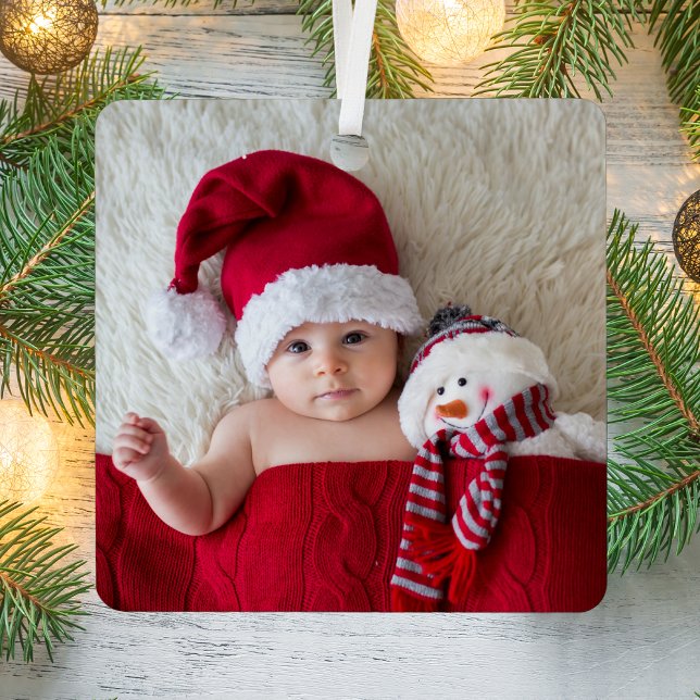 Christmas Baby Foto Birth Stats Ornament Aus Metall (Von Creator hochgeladen)