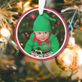 Christmas Baby Foto in Red Ornament