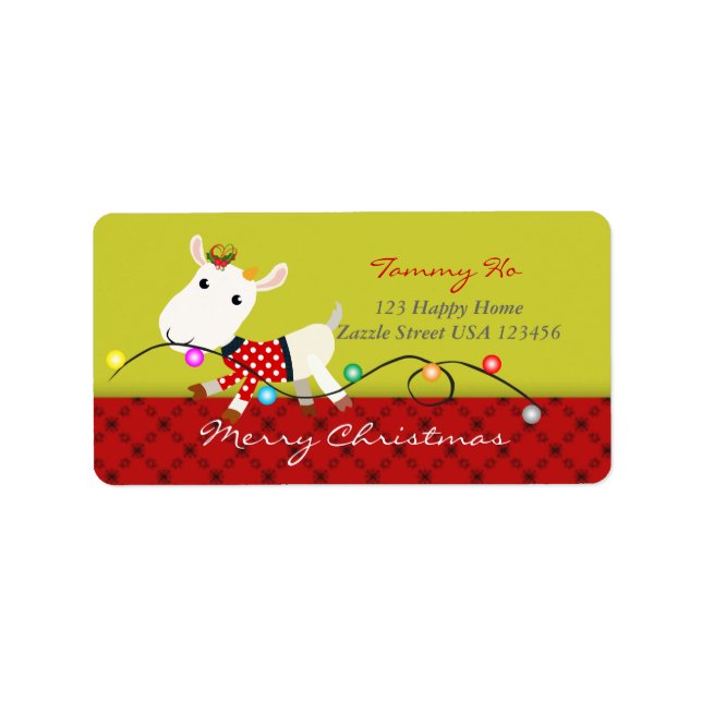 Christmas Baby Goat KId Animal Label Adressaufkleber (Vorne)