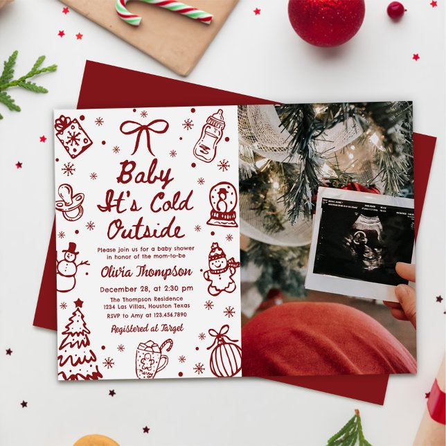 Christmas Baby It's Cold Outside Baby Shower Photo Einladung (Von Creator hochgeladen)