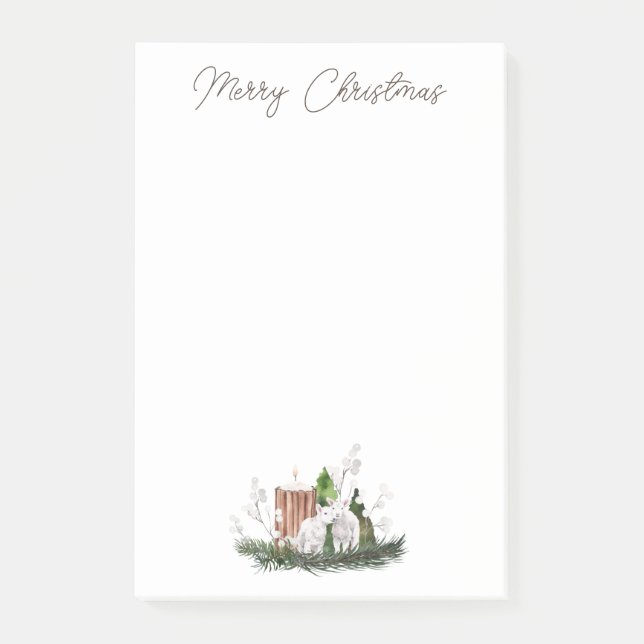 Christmas Baby Lamb Candle Pine Post-it Klebezettel (Vorderseite)