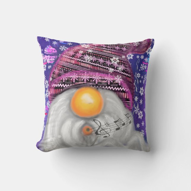Christmas Baby Pillow Gnome in Lila Hut singen Kissen (Vorderseite)