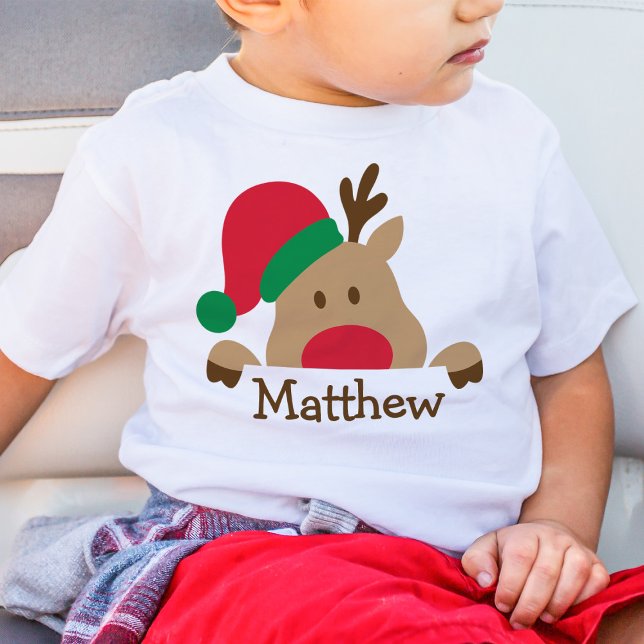 Christmas Baby Rentier Personalisiert Kid T - Shir Baby T-shirt (Von Creator hochgeladen)