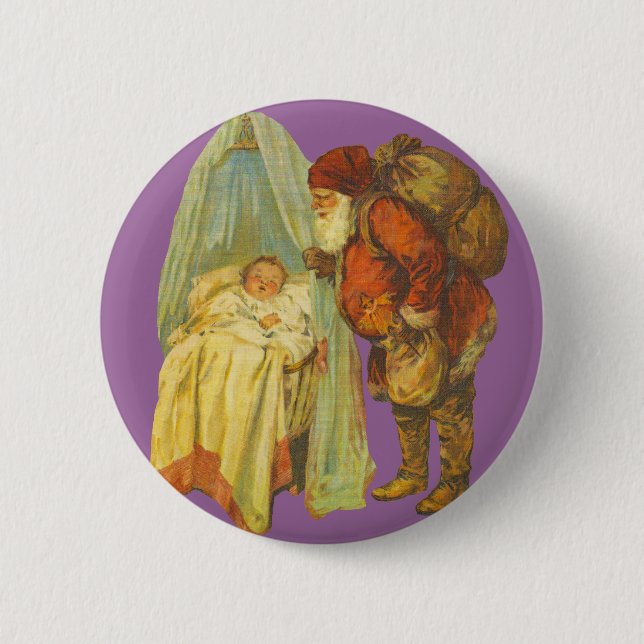 Christmas Baby Santa Clause Vintag Button (Vorderseite)