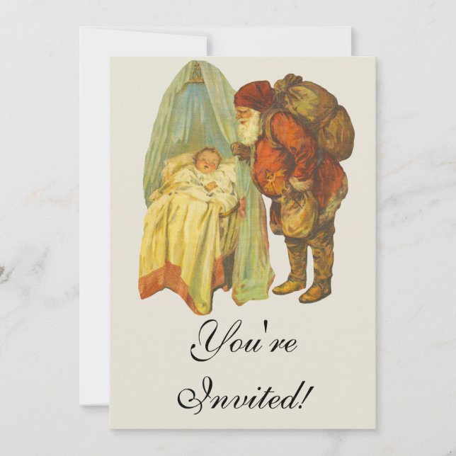 Christmas Baby Santa Clause Vintag Einladung (Vorderseite)