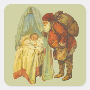 Christmas Baby Santa Clause Vintag Quadratischer Aufkleber