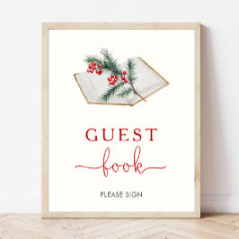 Christmas Baby Shooter Guest Book Sign Poster