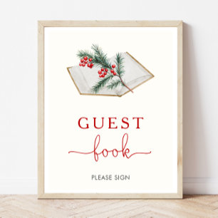 Christmas Baby Shooter Guest Book Sign Poster