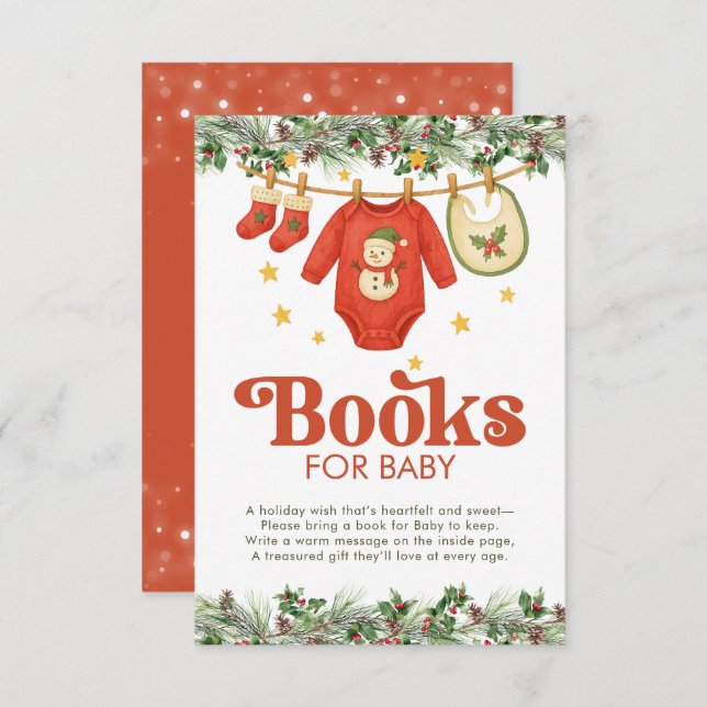 Christmas Baby Shower Books for Baby Clothesline Begleitkarte (Vorne/Hinten)