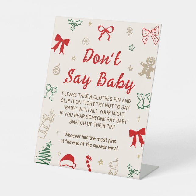 Christmas Baby Shower Don't Say Baby Game Sockelschild (Vorderseite)