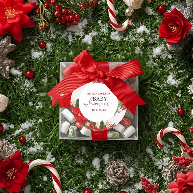 Christmas baby shower festive   runder aufkleber (Von Creator hochgeladen)