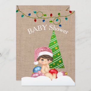 Christmas Baby Shower Invasion Girl Einladung