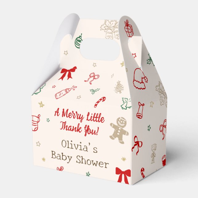 Christmas Baby Shower Merry Little Thank You Geschenkschachtel (Vorderseite)