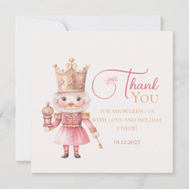Christmas Baby Shower Pink Nutcracker Thank You Dankeskarte