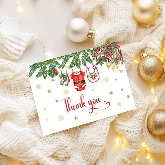 Christmas Baby Shower Thank You Card Santa Baby  Dankeskarte (Von Creator hochgeladen)