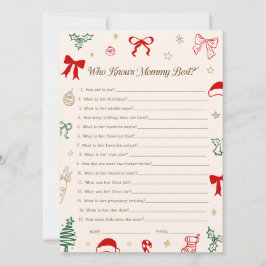 Christmas Baby Shower Who knows Mommy best Card Einladung