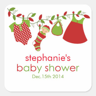 Christmas Baby Wäsche Girl Baby Showsticker Quadratischer Aufkleber