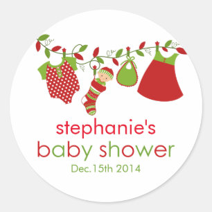 Christmas Baby Wäsche Girl Baby Showsticker Runder Aufkleber