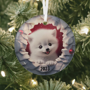Christmas Baby White Fox Ornament Aus Glas