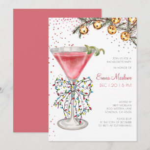Christmas Bachelorette Ribbon Cocktail Party Einladung