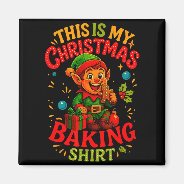 Christmas Baking Shirt Cute Elf Gingerbread Pastry Magnet (Vorne)