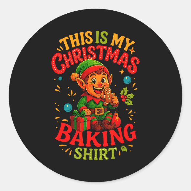 Christmas Baking Shirt Cute Elf Gingerbread Pastry Runder Aufkleber (Vorderseite)